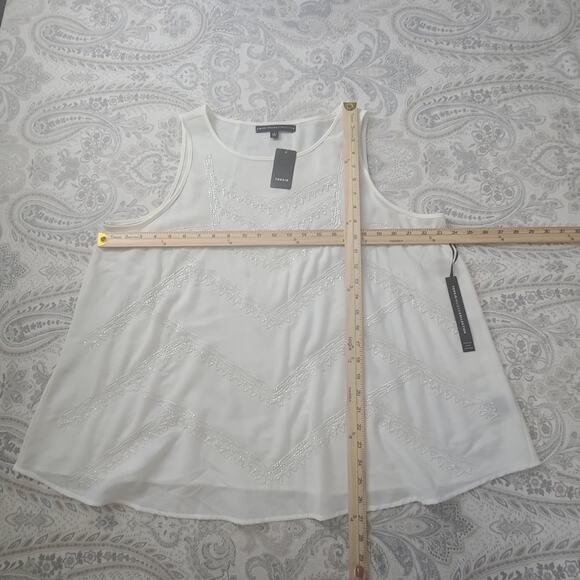 Torrid beaded chevron sheer chiffon women's tank top White Size 1 Party Festival - Picture 4 of 12